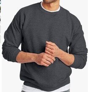 Hanes Unisex EcoSmart Crewneck Oversized Sweatshirt Loose Fit, Charcoal, Medium